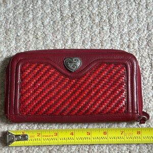 Brighton Red leather Woven Wallet